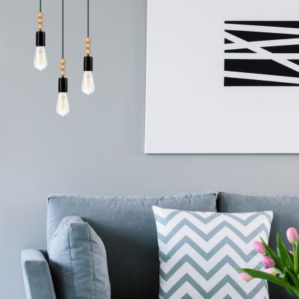 Chandelier on a string SIMON 3xE27/60W/230V beech - FSC certified