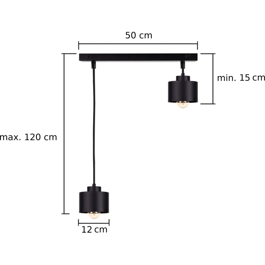 Chandelier on a string SIMPLY BLACK 2xE27/60W/230V