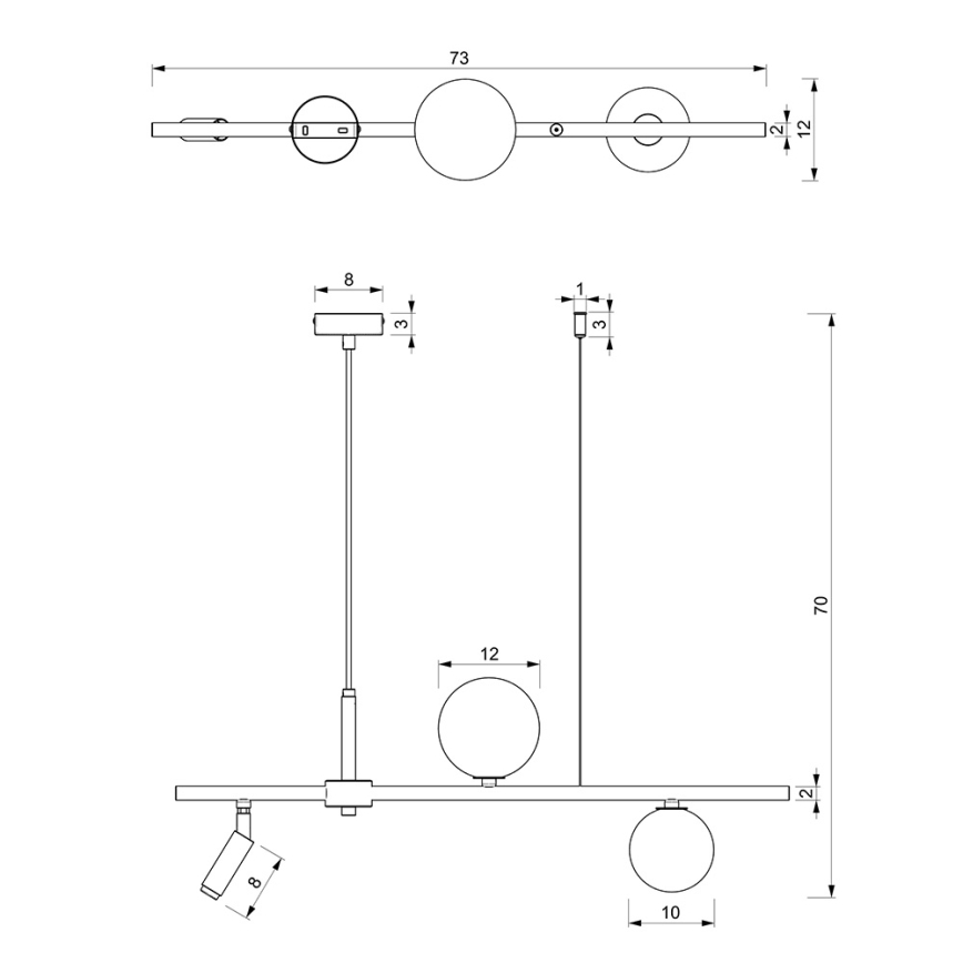 Chandelier on a string SIRIO 3xG9/25W/230V black