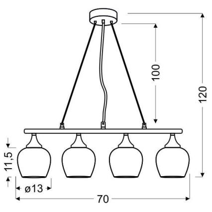 Chandelier on a string SIRIUS 4xE27/60W/230V
