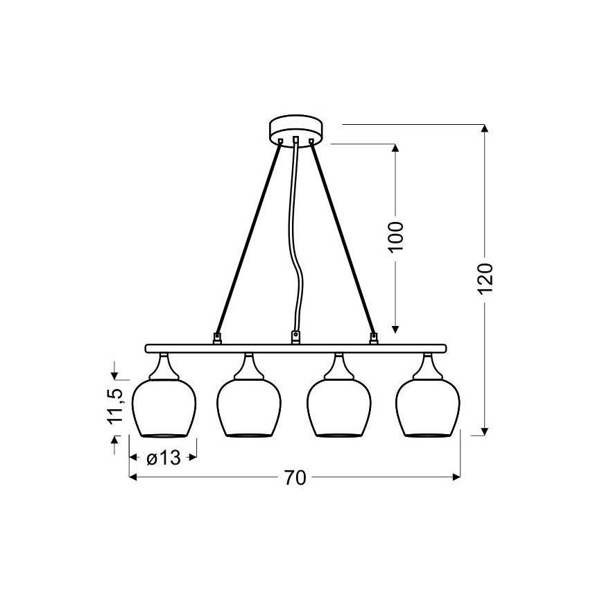 Chandelier on a string SIRIUS 4xE27/60W/230V
