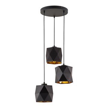 Chandelier on a string SIRO 3xE27/15W/230V black/gold