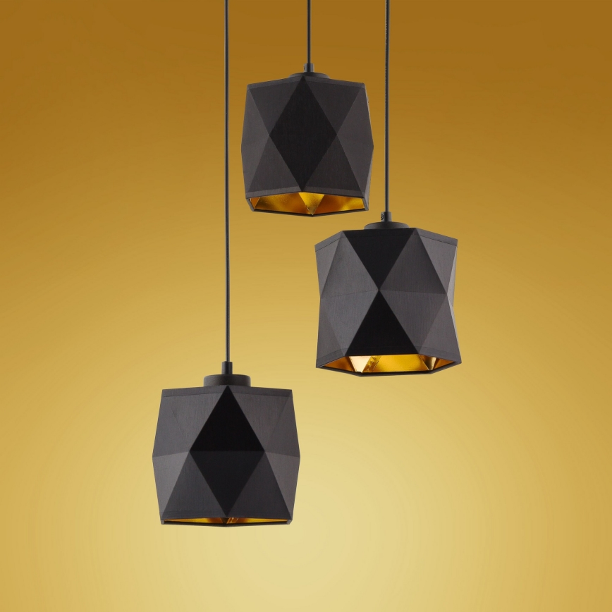 Chandelier on a string SIRO 3xE27/15W/230V black/gold