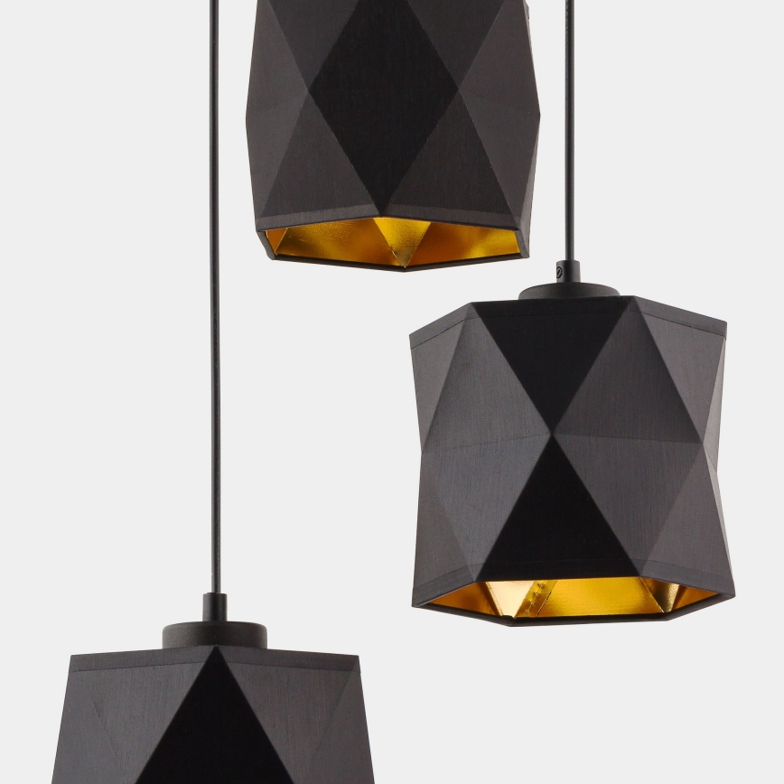 Chandelier on a string SIRO 3xE27/15W/230V black/gold