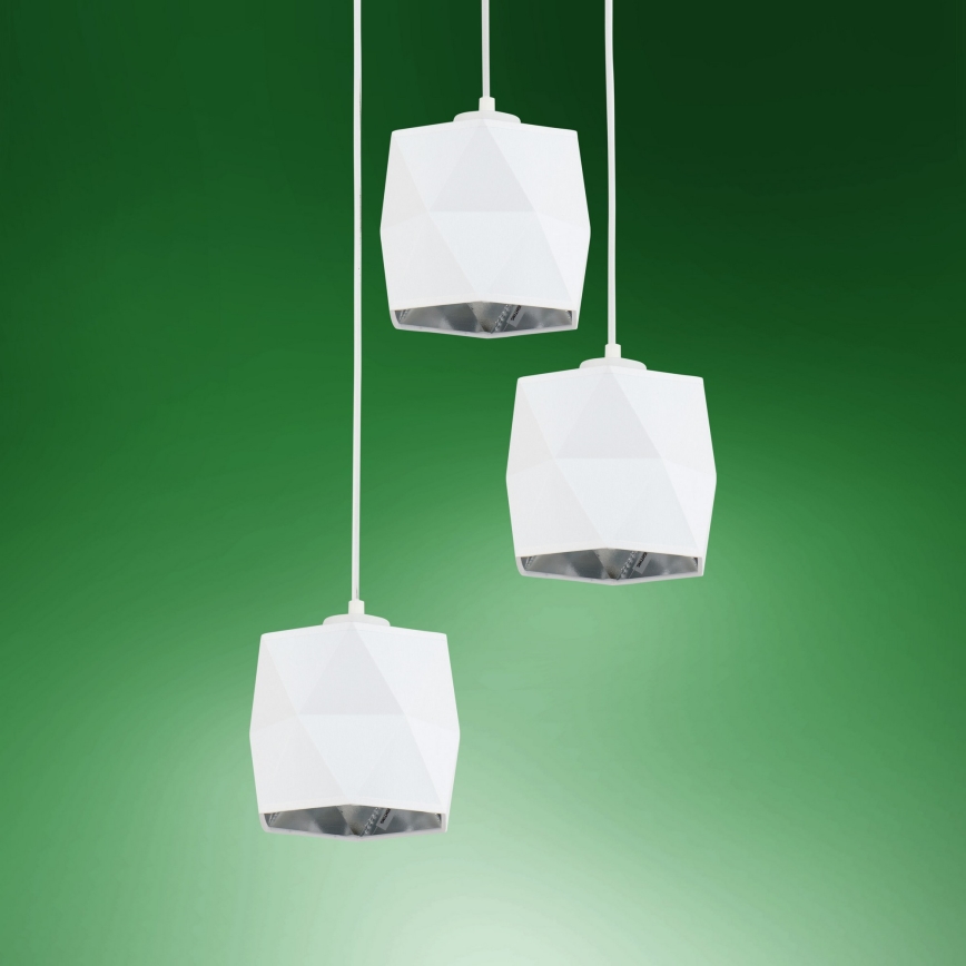 Chandelier on a string SIRO 3xE27/15W/230V white/silver