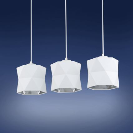 Chandelier on a string SIRO 3xE27/15W/230V white/silver