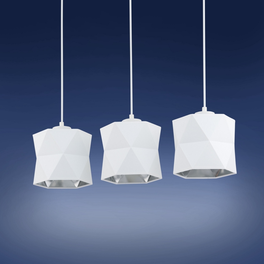 Chandelier on a string SIRO 3xE27/15W/230V white/silver