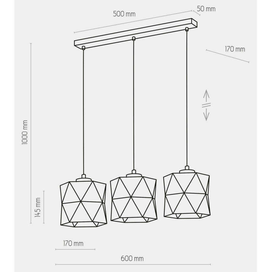 Chandelier on a string SIRO 3xE27/15W/230V white/silver
