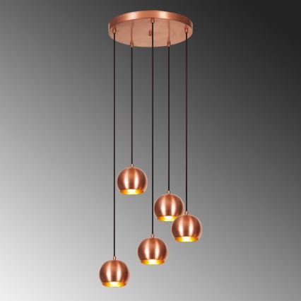 Chandelier on a string SIVANI 5xE27/40W/230V copper