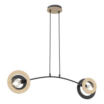 Chandelier on a string SKIVA 2xE27/15W/230V black/beige