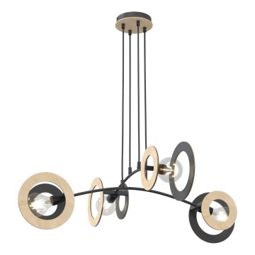 Chandelier on a string SKIVA 4xE27/15W/230V black/beige