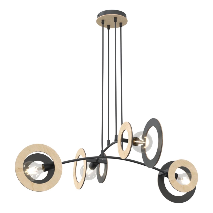 Chandelier on a string SKIVA 4xE27/15W/230V black/beige