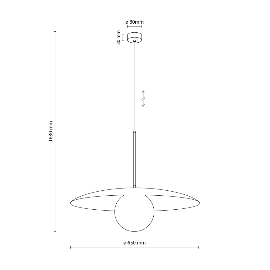 Chandelier on a string SLATE 1xE27/15W/230V d. 65 cm black