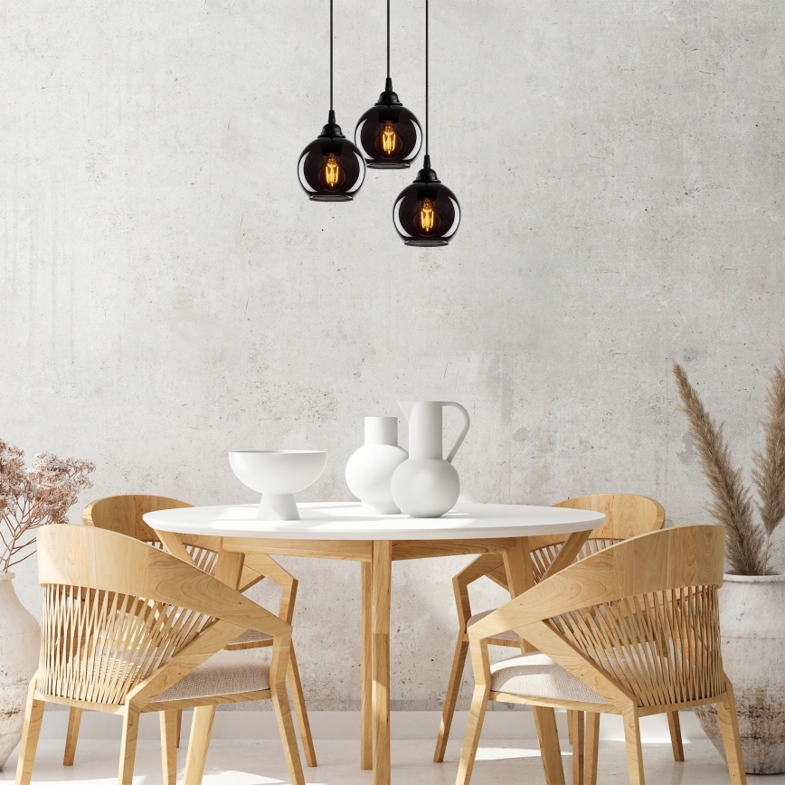 Chandelier on a string SMOKED 3xE27/40W/230V