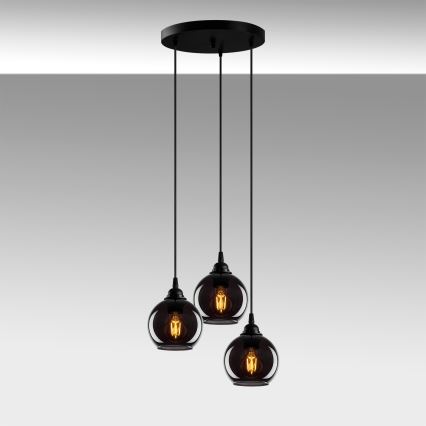 Chandelier on a string SMOKED 3xE27/40W/230V