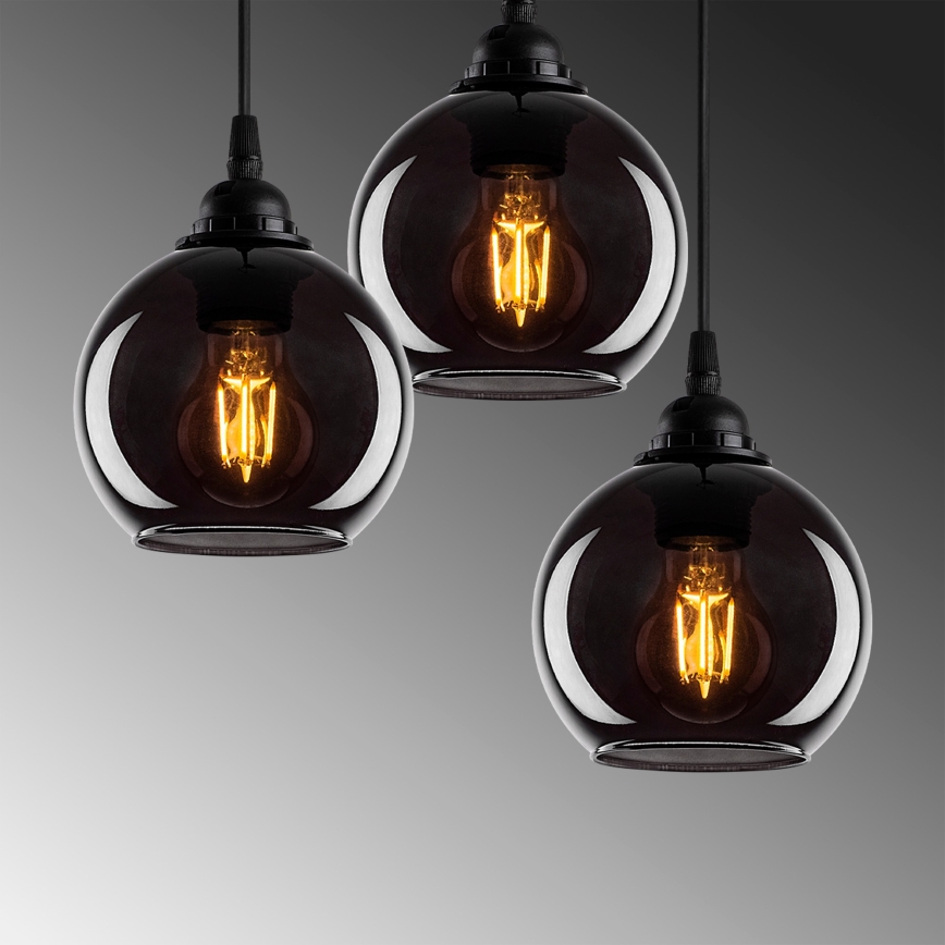 Chandelier on a string SMOKED 3xE27/40W/230V