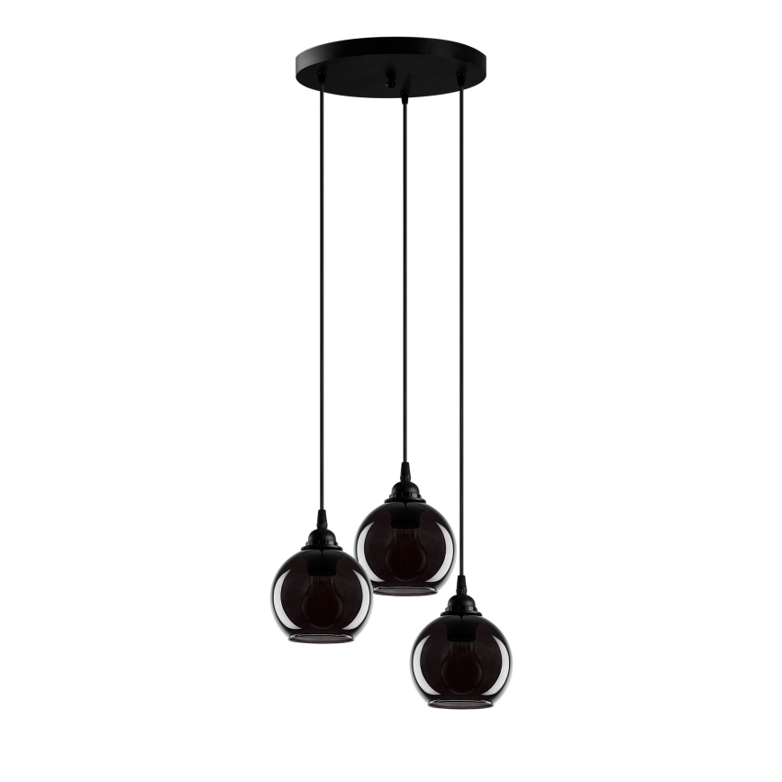 Chandelier on a string SMOKED 3xE27/40W/230V