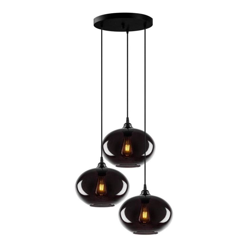 Chandelier on a string SMOKED 3xE27/40W/230V