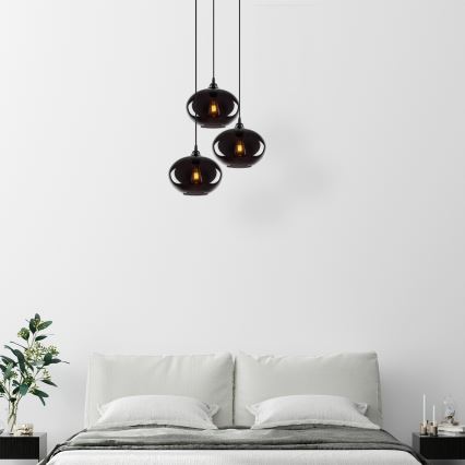 Chandelier on a string SMOKED 3xE27/40W/230V