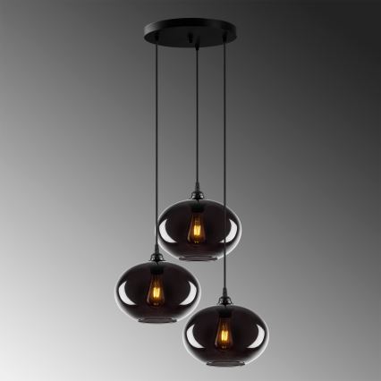 Chandelier on a string SMOKED 3xE27/40W/230V