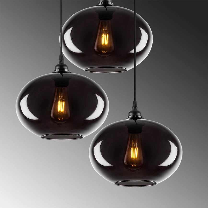 Chandelier on a string SMOKED 3xE27/40W/230V