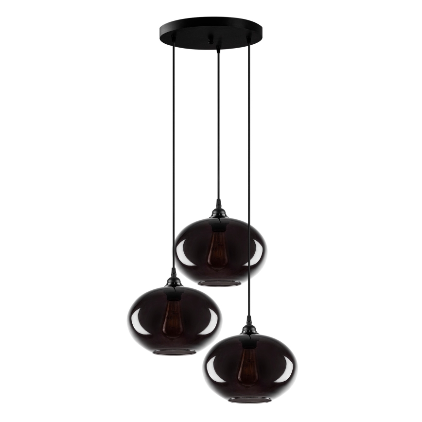 Chandelier on a string SMOKED 3xE27/40W/230V