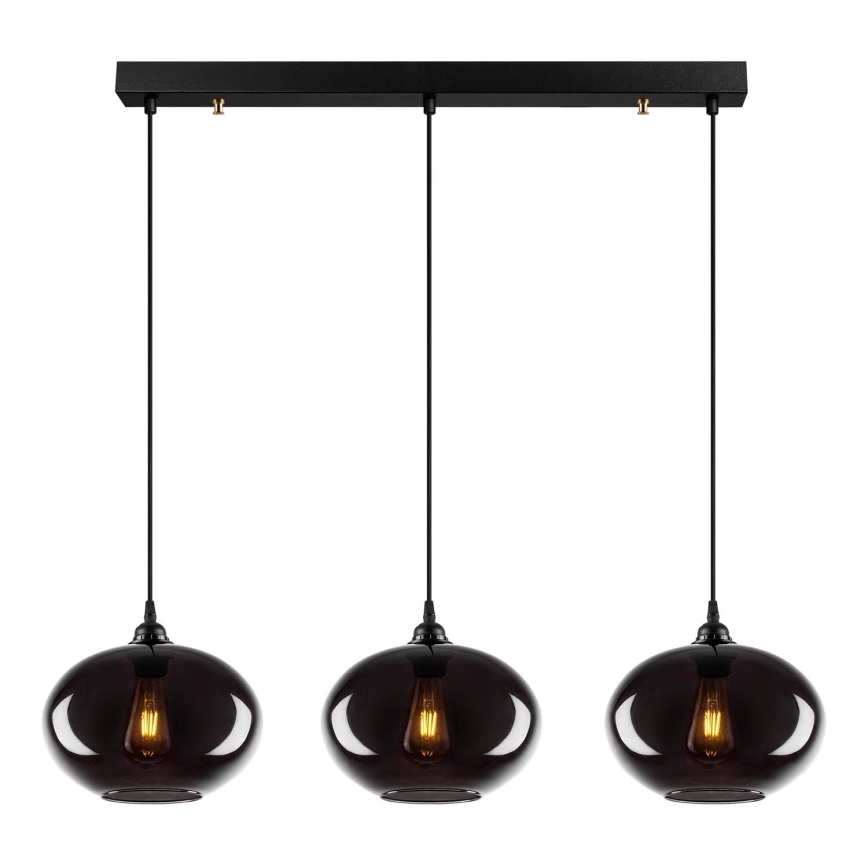 Chandelier on a string SMOKED 3xE27/40W/230V