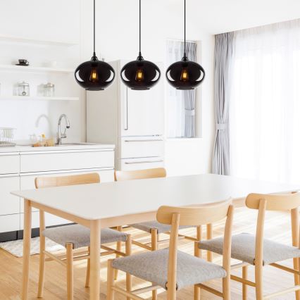 Chandelier on a string SMOKED 3xE27/40W/230V