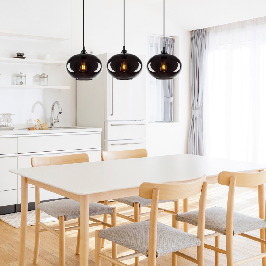 Chandelier on a string SMOKED 3xE27/40W/230V