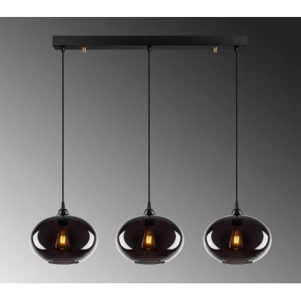 Chandelier on a string SMOKED 3xE27/40W/230V