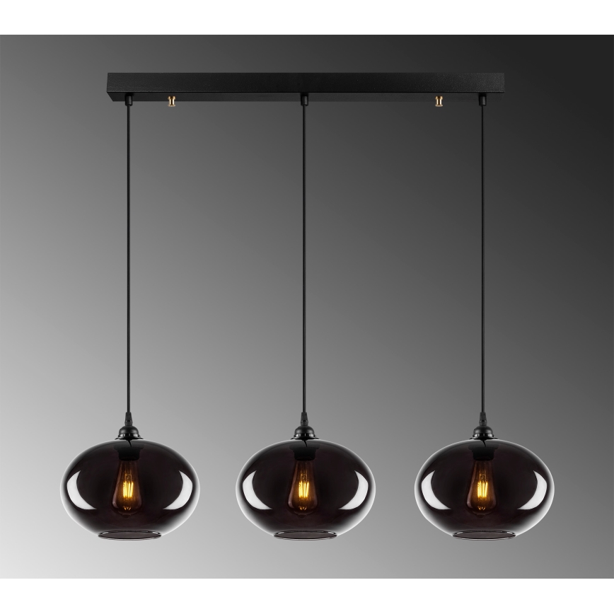 Chandelier on a string SMOKED 3xE27/40W/230V