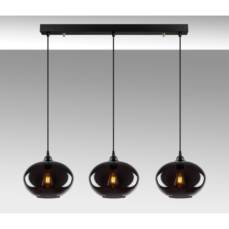 Chandelier on a string SMOKED 3xE27/40W/230V