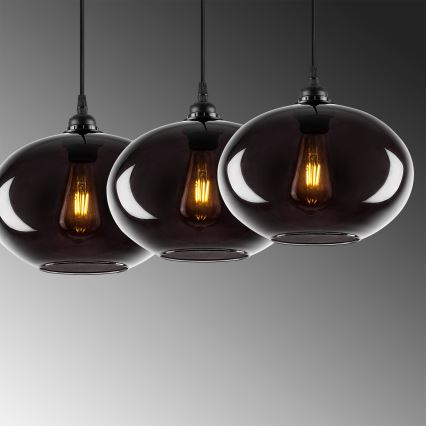 Chandelier on a string SMOKED 3xE27/40W/230V