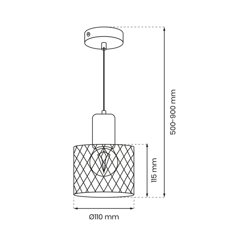 Chandelier on a string SOBRESA 1xE27/60W/230V black/wood