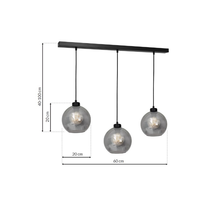 Chandelier on a string SOFIA 3xE27/60W/230V black