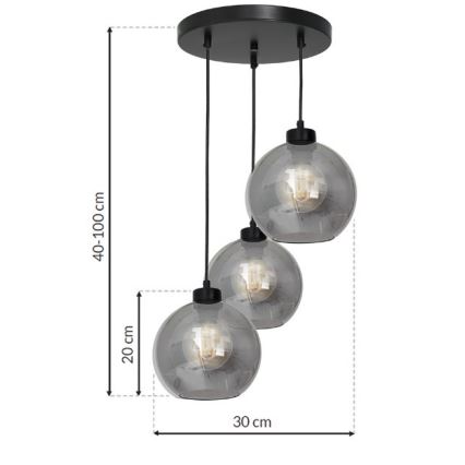 Chandelier on a string SOFIA 3xE27/60W/230V black