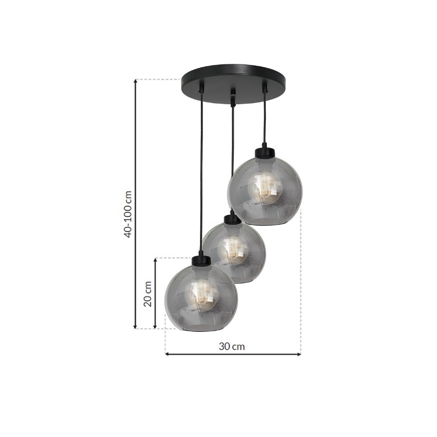 Chandelier on a string SOFIA 3xE27/60W/230V black