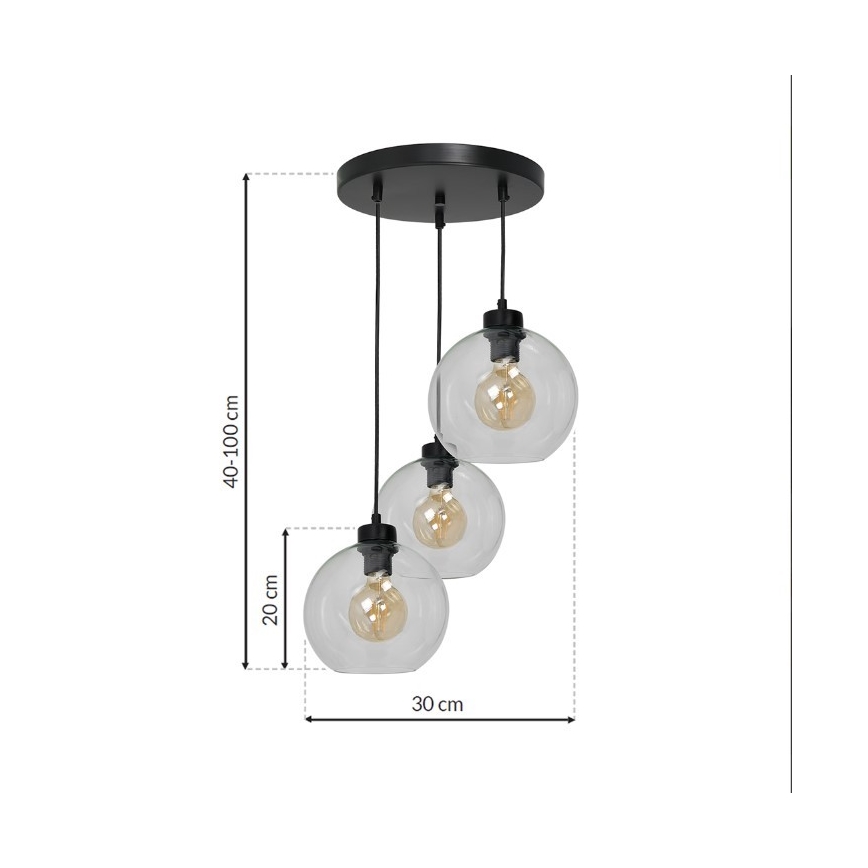 Chandelier on a string SOFIA 3xE27/60W/230V clear