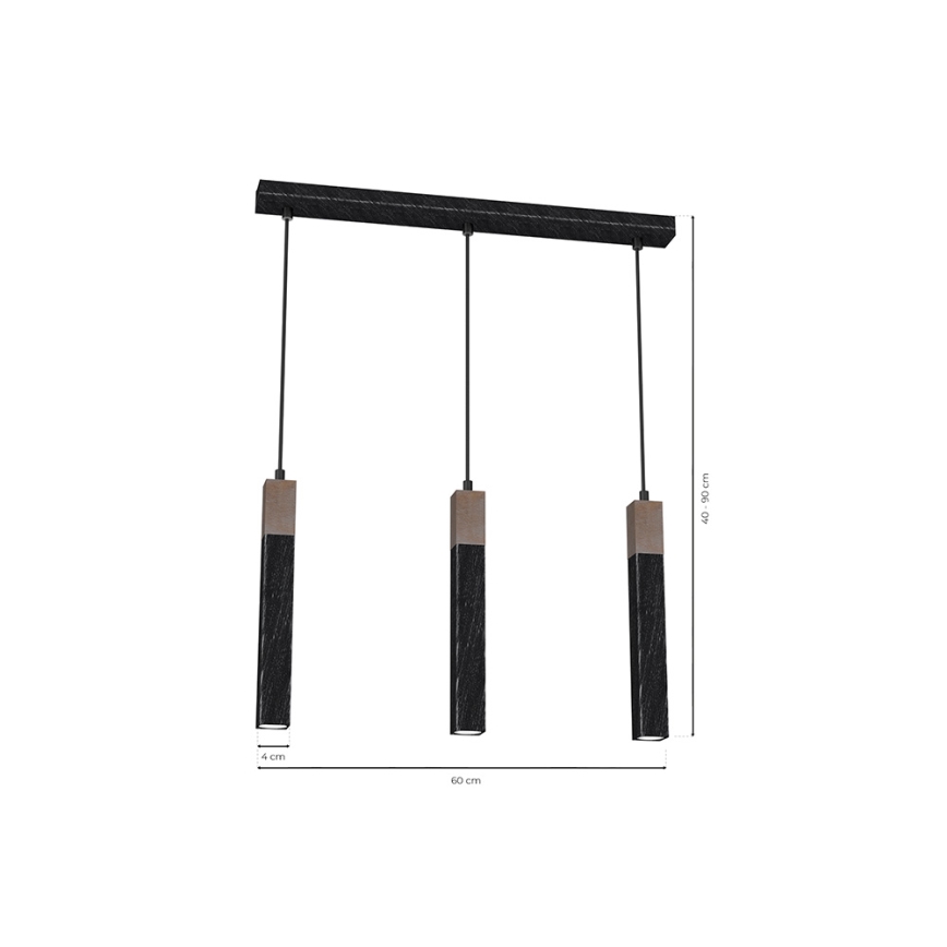 Chandelier on a string SOLO 3xGU10/MR11/40W/230V black