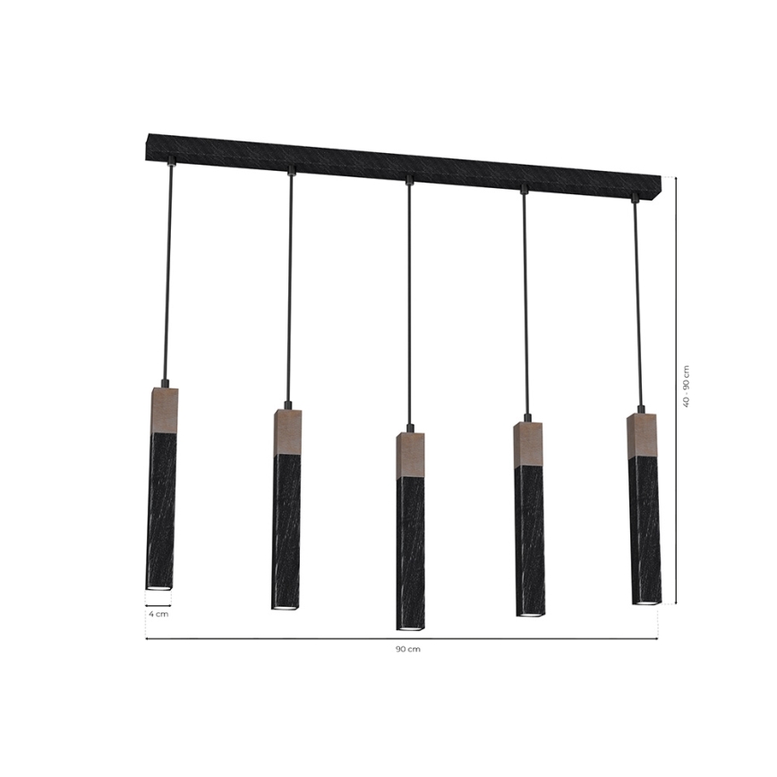 Chandelier on a string SOLO 5xGU10/MR11/40W/230V black