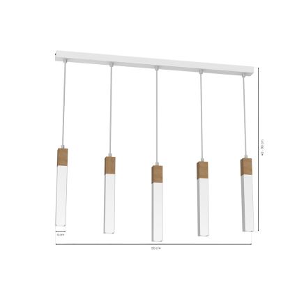 Chandelier on a string SOLO 5xGU10/MR11/40W/230V white