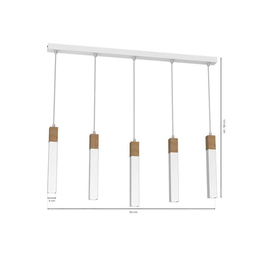 Chandelier on a string SOLO 5xGU10/MR11/40W/230V white