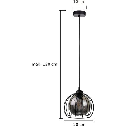 Chandelier on a string SOLO BLACK 1xE27/60W/230V