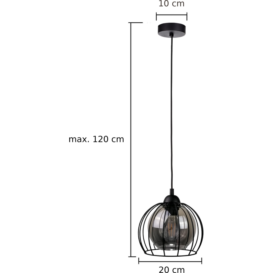 Chandelier on a string SOLO BLACK 1xE27/60W/230V