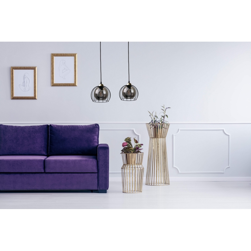 Chandelier on a string SOLO BLACK 2xE27/60W/230V black/gold