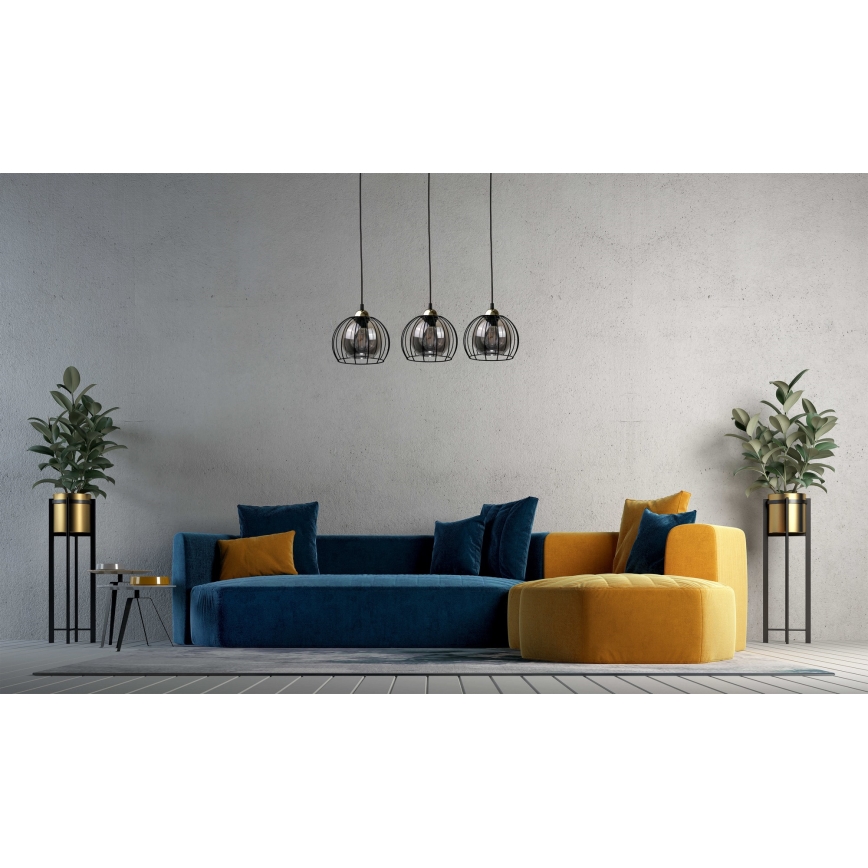 Chandelier on a string SOLO BLACK 3xE27/60W/230V black/gold