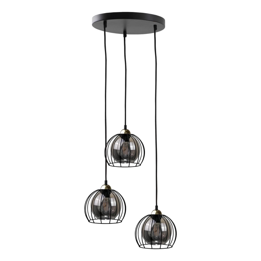 Chandelier on a string SOLO BLACK 3xE27/60W/230V black/gold