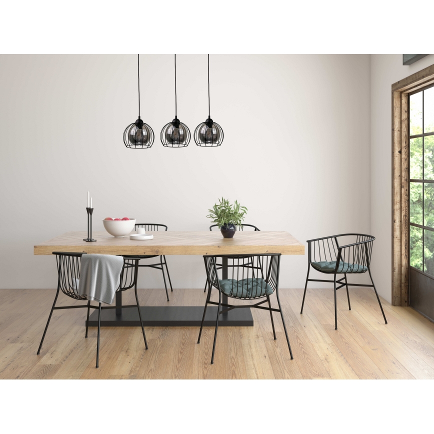 Chandelier on a string SOLO BLACK 3xE27/60W/230V