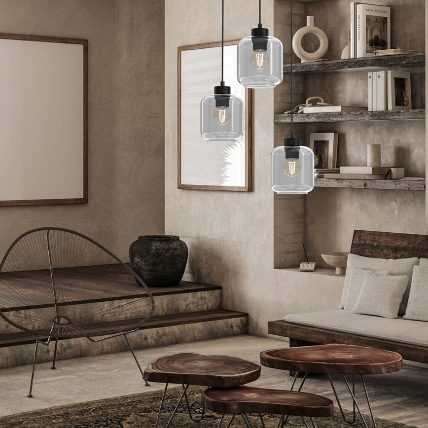 Chandelier on a string SOMBRA 3xE27/60W/230V grey