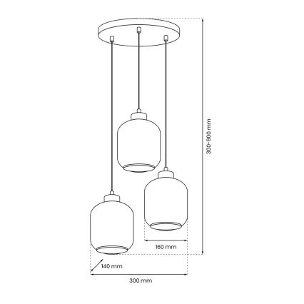 Chandelier on a string SOMBRA 3xE27/60W/230V grey